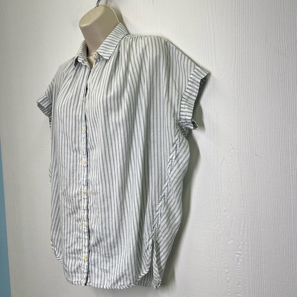 Madewell - Central Blue And White Erin Stripe Oversized Button Down Blouse XXS - Picture 8 of 15